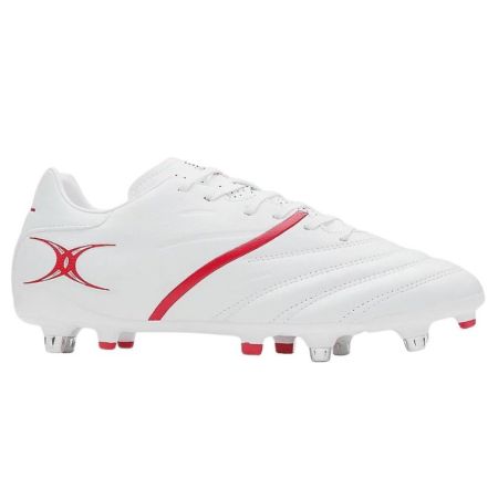Chaussures Rugby SideSTEP X20 Power 6S crampons hybrides Terrain Gras Blanc/Rouge - Gilbert