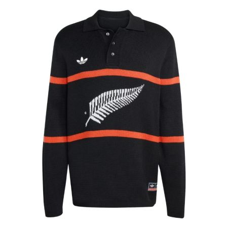 Polo rugby manche longue adidas Originals All Blacks noir