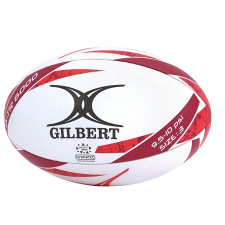 Ballon rugby Gilbert G-TR6000 rouge taille 3 vue profil