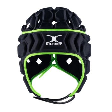 Casque rugby Gilbert Octane noir vert vue profil