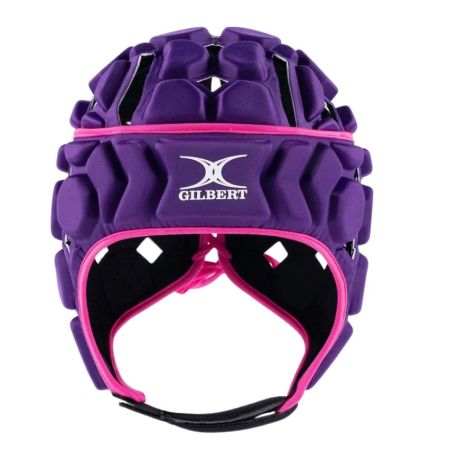 Casque rugby Gilbert Octane violet rose protection joueur