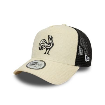 Casquette Rugby France Cord E-Frame Trucker Beige - New Era
