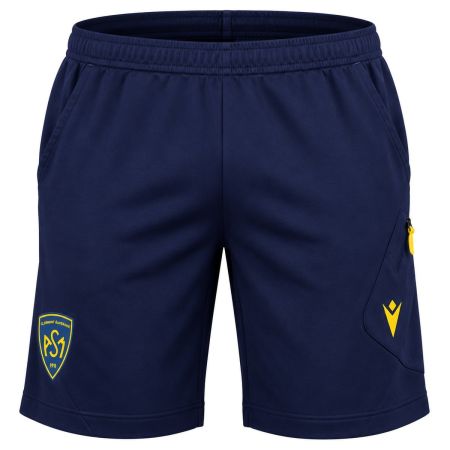Short rugby ASM Clermont bleu marine Macron vue de face