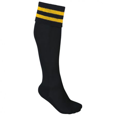 Chaussettes Rugby Noir/ Rayures Jaunes - ProAct