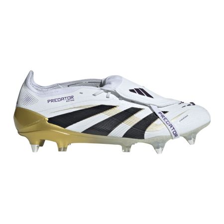 Chaussures Rugby Predator Élite Languette Rabattue Crampons Hybrides Tout Terrain Blanc/Or/Noir - Adidas