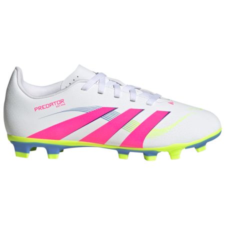 Chaussures Rugby Enfant Predator Club FG/MG Crampons Moulés Terrain Sec Blanc/Rose/Fluo/Bleu - Adidas
