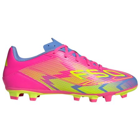 Chaussures Rugby F50 Club FG/MG Crampons Moulés Terrain Sec Rose/Fluo/Bleu - Adidas
