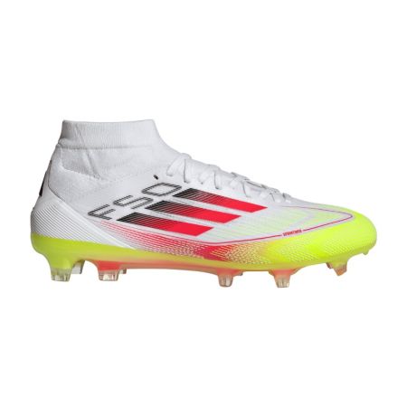Chaussures Rugby Femme F50 Pro FG Crampons Moulés Terrain Sec Blanc/Fluo/Rouge - Adidas