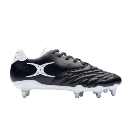 Chaussure rugby Gilbert Sidestep Icon 8S vue profil noir blanc