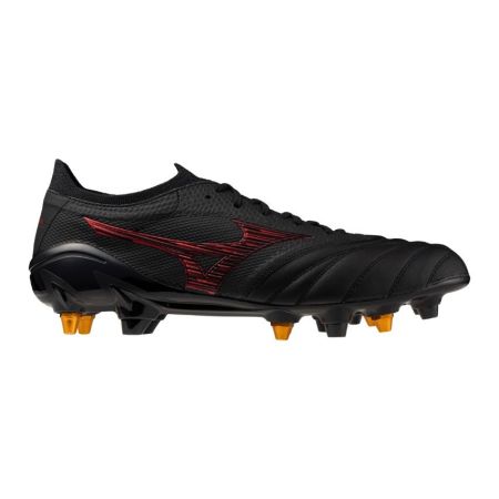 Vue profil chaussure rugby Mizuno Morelia Neo Beta cuir noir