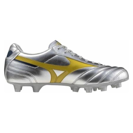 Chaussures Rugby Morelia II Club MD Crampons Moulés Terrain Sec Argent/Or - Mizuno
