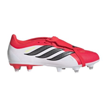 Chaussures Rugby Predator League SG Languette Rabattue Crampons Hybrides Terrain Gras Blanc/Rouge - Adidas