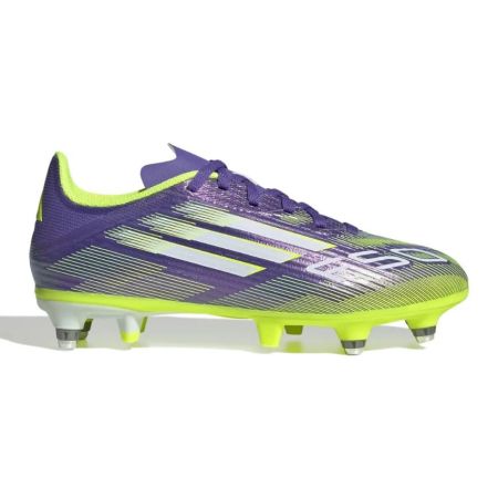 Chaussures Rugby Enfant F50 League SG Crampons Hybrides Violet Jaune - Adidas