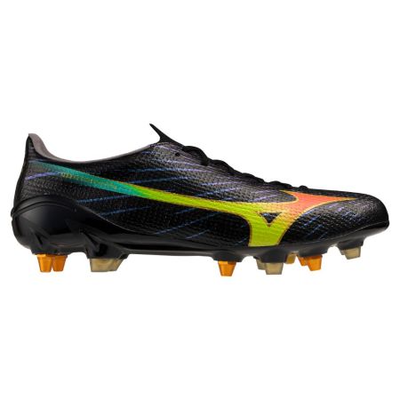 Chaussures rugby Mizuno α III Elite Mix noir orange vue latérale