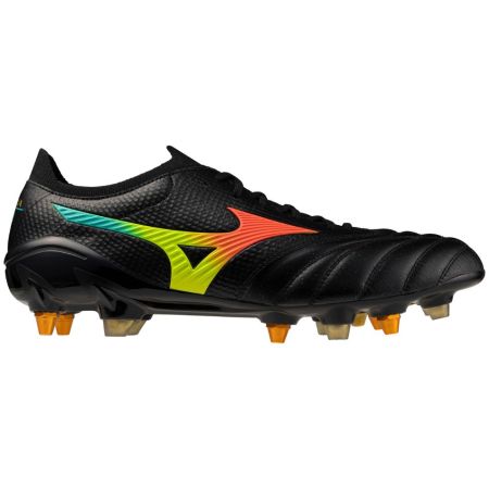 Chaussures rugby Mizuno Morelia Neo V β Japan Mix noir orange vue profil