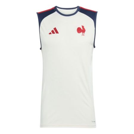 Débardeur rugby France FFR blanc crème adidas vue face