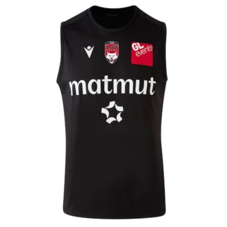 Débardeur rugby noir LOU Macron vue face homme