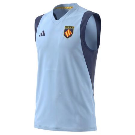 Débardeur rugby USAP Perpignan bleu Adidas domicile 2026 vue face