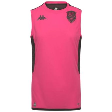 Débardeur rugby rose Stade Français Paris Kappa découpes noires flancs