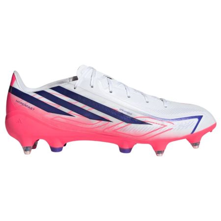 Chaussure rugby adidas F50 Hyperfast League SG blanc violet vue profil