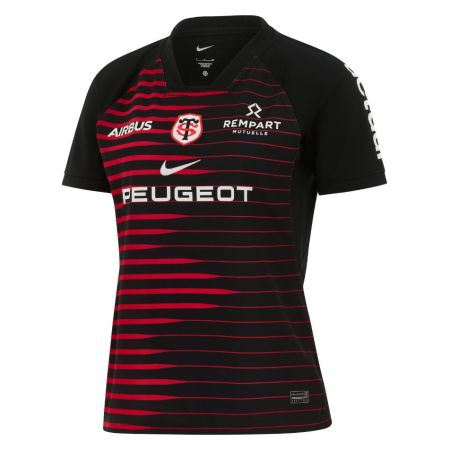 Maillot rugby femme Stade Toulousain Nike noir rayures rouges vue de face