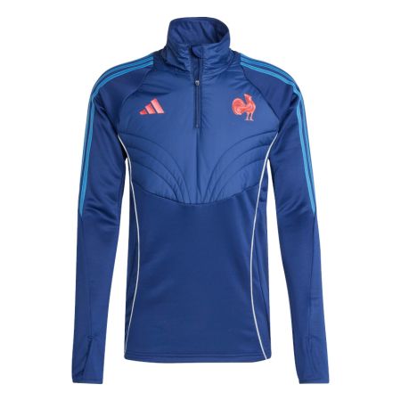 Sweat Rugby Entrainement Polaire France 1/4 Zip 2024/2025 - Adidas