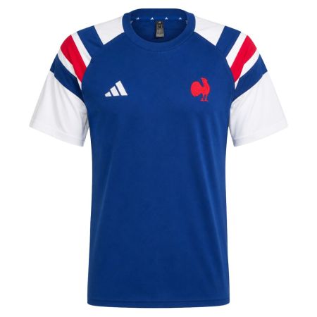 T-shirt rugby Adidas FFR Travel femme bleu Mystery Ink coq brodé