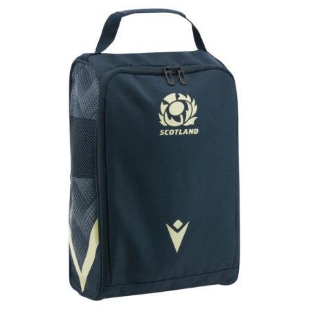Sac chaussures rugby Écosse Macron bleu marine sable face avant
