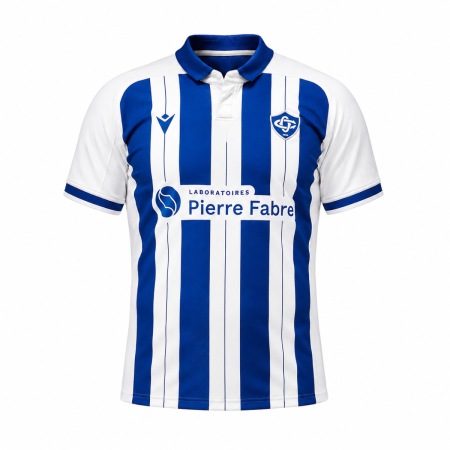 Maillot rugby enfant Castres extérieur 2026 bleu blanc Macron face
