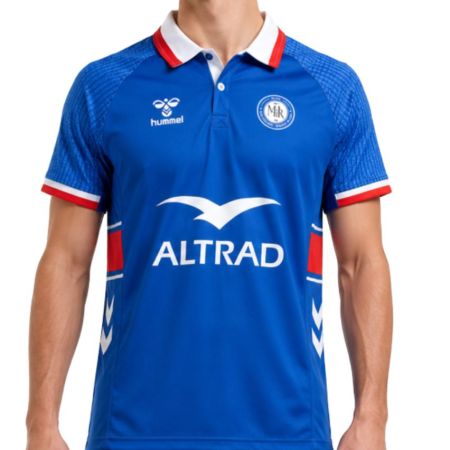 Maillot collector MHR Hummel bleu roi bande rouge vintage