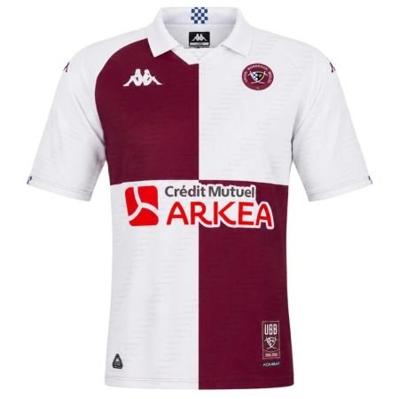 Maillot rugby UBB extérieur 2027 damier bordeaux blanc Kappa vue face