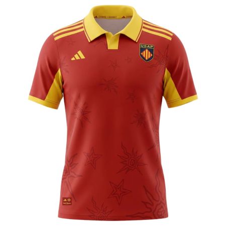 Maillot rugby USAP extérieur 2026-2027 Adidas sang et or vue face