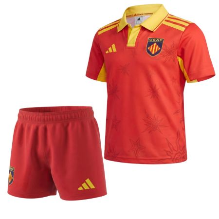 Mini-kit USAP extérieur 2026-2027 Adidas enfant blanc sang et or