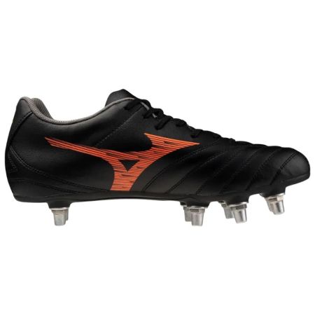 Chaussures rugby Mizuno Monarcida Neo III SI noires accents orange vue profil