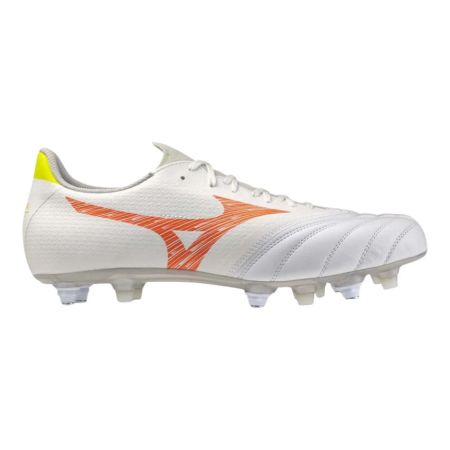 Chaussure Mizuno Morelia Neo V β blanc orange jaune profil extérieur