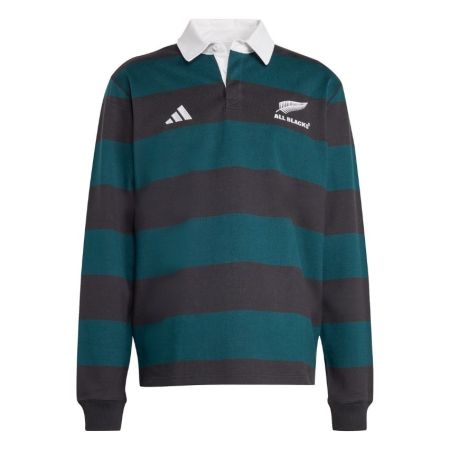 Polo Rugby Manches longues All Blacks Rayé Vert et Noir - Adidas