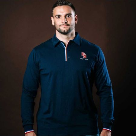 Polo Rugby Manches Longues French Zip Rooster Bleu Marine - Religion Rugby