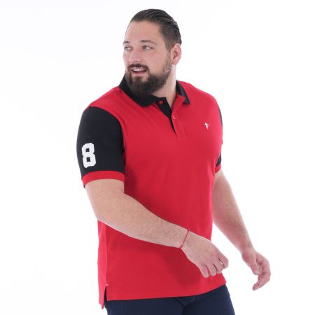 Polo Rugby Manches Courtes Bi-Colore Rouge/Bleu Marine - Ruckfield
