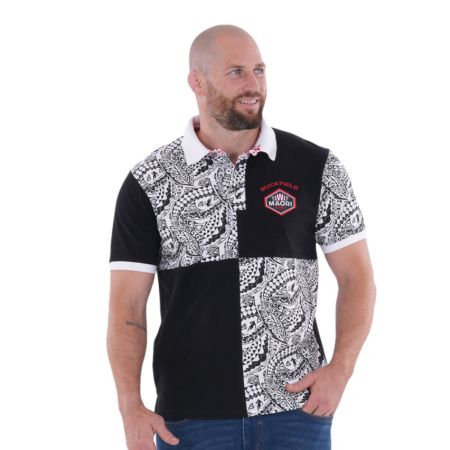 Polo Rugby Manches Courtes IWI Maori Noir - Ruckfield