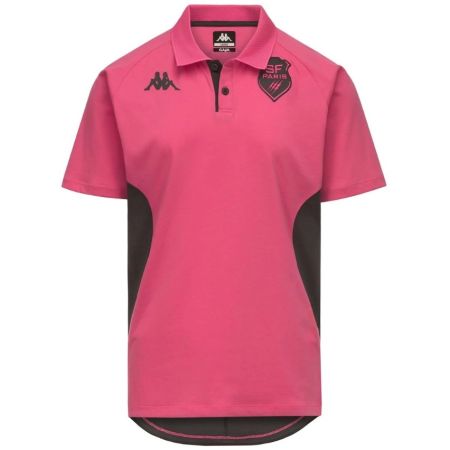 Polo rugby Stade Français Paris Kappa rose fandango vue face