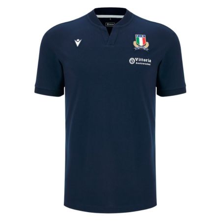 Polo rugby Athleisure Italie voyage 2026-27 Macron bleu