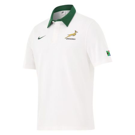 Polo rugby Springboks Nike blanc vue face écusson brodé