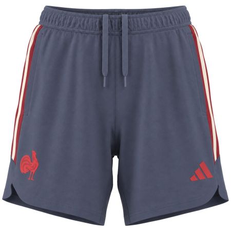 Short rugby femme FFR Shadow Navy  vue face logo coq