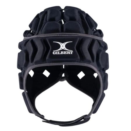 Casque rugby Gilbert Octane noir gris protection joueur