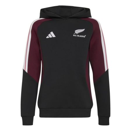 Sweat capuche All Blacks enfant noir maroon Adidas vue face
