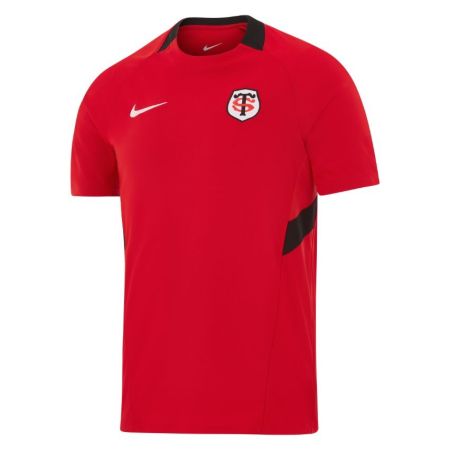 Tee-shirt entraînement Stade Toulousain Nike rouge empiècement noir détail écusson