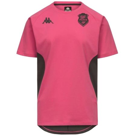 Tee-shirt rugby Stade Français Paris rose et gris Kappa vue face