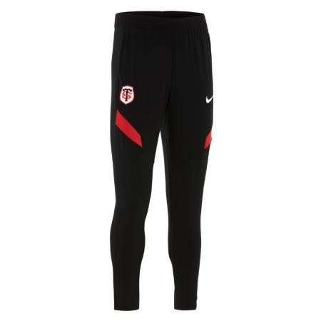 Pantalon Nike Stade Toulousain noir, empiècement rouge diagonal, écusson brodé