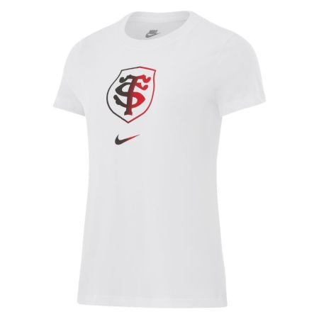 T-shirt blanc femme Stade Toulousain Nike écusson imprimé poitrine