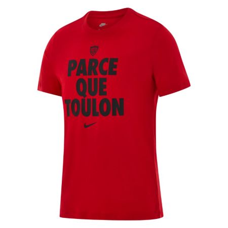 T-shirt rouge RC Toulon Nike slogan Parce que Toulon devant